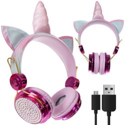 Draadloze Bluetooth 5.0 Over-Ear Hoofdtelefoon Koptelefoon met Microfoon Unicorn Eenhoorn
