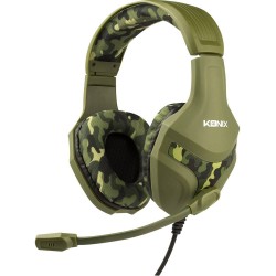 Konix PS-400 Over Ear headset Kabel Gamen Stereo Camouflage groen Volumeregeling