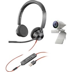 POLY 2200-87130-025 On Ear headset Kabel Telefoon Stereo Zwart Volumeregeling, Microfoon uitschakelbaar (mute)