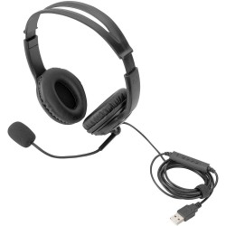 Digitus DA-12204 On Ear headset Kabel Computer Stereo Zwart Ruisonderdrukking (microfoon), Noise Cancelling Volumeregeling, Microfoon uitschakelbaar (mute)