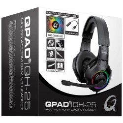 QPAD QH25 Over Ear headset Kabel Gamen 7.1 Surround Zwart, RGB