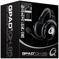 QPAD QH95 Over Ear headset Kabel Gamen 7.1 Surround Zwart Volumeregeling, Microfoon uitschakelbaar (mute)