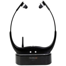 Technaxx TX-99 In Ear headset Radiografisch Televisie Zwart Headset, Oplaadbox, Lichtgewicht, Volumeregeling, Afstandsbediening